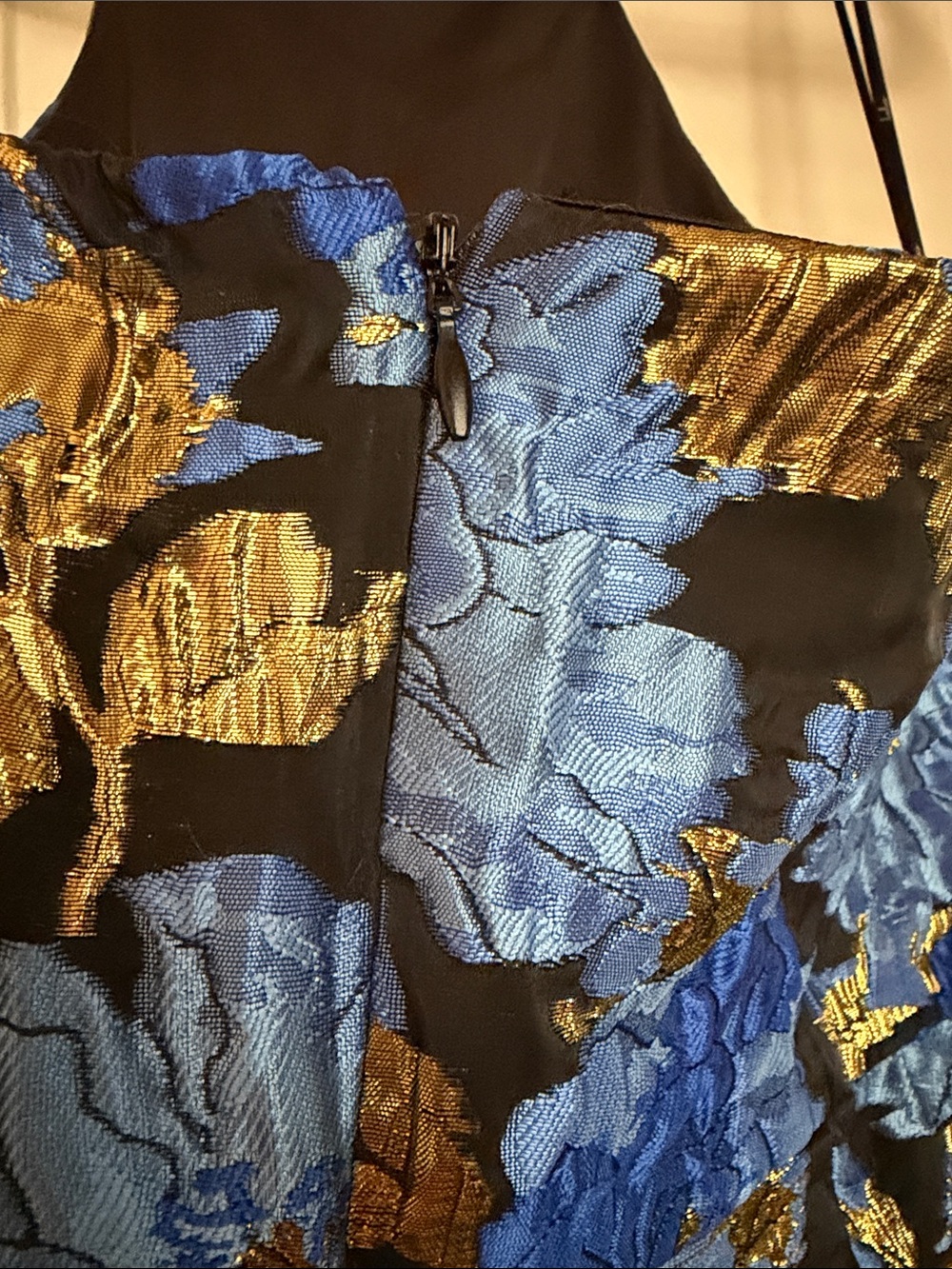 Lulu's Blue & Gold Floral Halter Mini Dress - Picture 6 of 6
